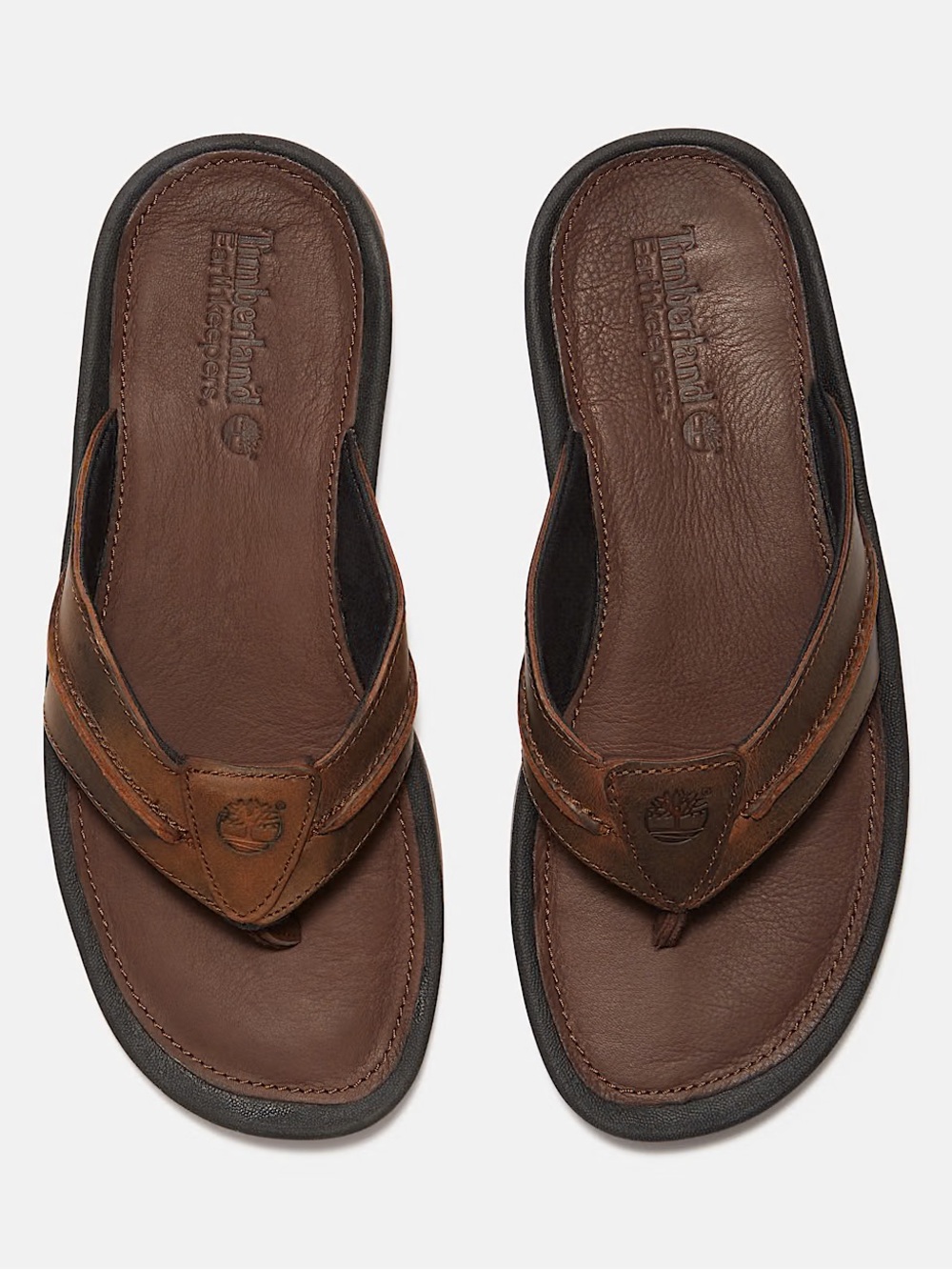 Timberland Men's Dark Brown Leather Thong Sandals